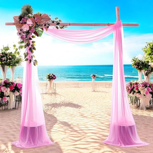 MDS Halloween Chiffon Draping Fabric - 1 Panel, 30" Wide x 75ft Long - Sheer Spooky Arbor & Canopy Drapery for Haunted House Backdrops, Party Ceilings, DIY Costumes & Themed Events - Bubblegum Pink