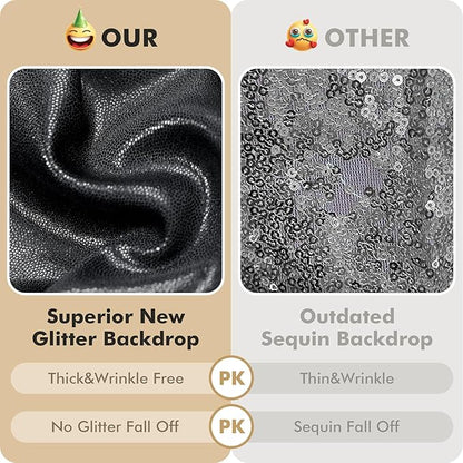 10ft x 10ft Black Glitter Sequin Backdrop Curtain for Parties, Wrinkle Free Sparking Backdrop Drapes, 2 Panels 5x10ft Shimmer Photo Back Drop Cloth for Wedding Birthday Photography Background