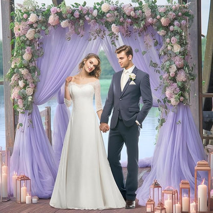 20x10 Purple Tulle Backdrop Curtains for Parties, Sheer Backdrop Curtain Wedding Photo Background Drapes for Baby Shower Photography Birthday Party