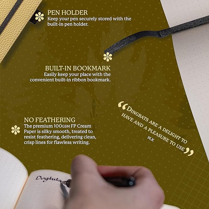 Dingbats* Wildlife Dotted Writing Journal Notebook A5 - Vegan Leather Hardcover - Ideal for Work, Travel - Pocket, Elastic Closure, & Bookmark