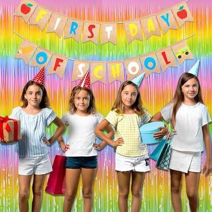Gradient Pastel Foil Fringe Curtain - GREATRIL Pastel Color Backdrop Streamers for Kids Party/Classroom/Unicorn/Princess/Christmas Party Decorations (2 Pack)