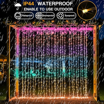 suddus Curtain Lights for Bedroom, 320 Led 9.8ft x9.8ft Hanging String Lights Indoor, Curtain String Lights for Backdrop, Window, Wall, Wedding, Party, Garden, Porch, Brithday Decor Multicolor