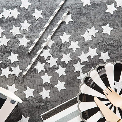 MOWO Glitter Star Confetti Wedding Party Decor and Table Decor 1.2’’ in Diameter (silver glitter,200pc)