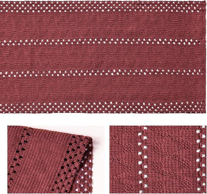 Artoid Mode Red Farmhouse Woven Rustic Hollow Table Runner, Seasonal Holiday Kitchen Dining Table Decoration for Home Party Decor 12x36 Inch