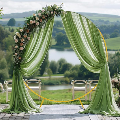 Wokceer Wedding Arch Draping 3 Panels 28.7" x 20FT Sage Green Sheer Fabric Backdrop for Ceremony, Birthday Party, Bridal Shower Decoration