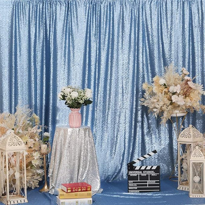 Eternal Beauty Baby Blue Sequin Backdrop, 10x10 Ft Glitter Background Curtains for Shimmer Photography Party Wedding Birthday Back Drop Decor