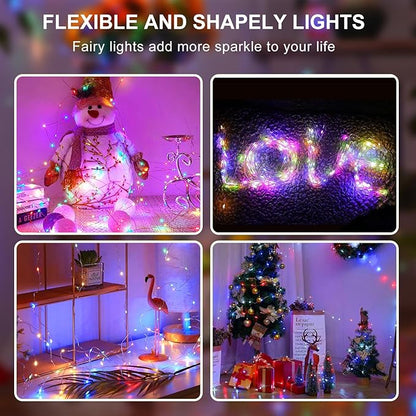 Aogist 24 Pack Fairy Lights 3 Modes 7ft 20 LED Waterproof,Battery Operated Silver Wire Firefly Starry Moon Mini String Lights for Mason Jars Christmas DIY Crafts Wedding Party Bedroom,Multicolor