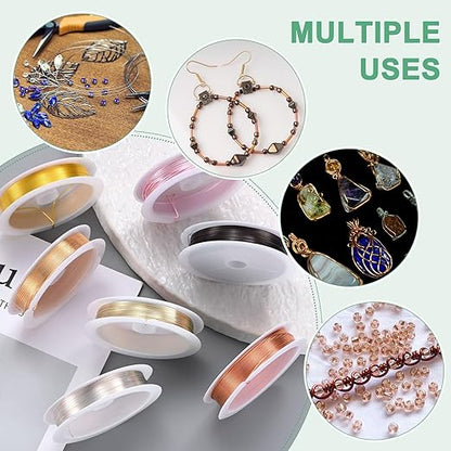 0.5 mm/24 Gauge Copper Wire for Jewelry Making, 20.3FT Copper Beading Craft Wire for Jewelry/Weaving/DIY Crafting/Planting, Color-Retaining [6.2M, Rose Gold]