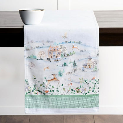 Maison d' Hermine Table Runner 100% Cotton Double Layer Table Runners 72 inches Long for Thanksgiving Christmas Decorations Home Kitchen Dining Party Wedding (Snowy World, 14.5" x 72")