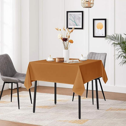 sancua Square Tablecloths 85x85 Inch Bronze - Fabric Fall Table Cloth for Square or Round Tables, Washable Polyester Table Cover for Thanksgiving Dinner, Holiday Party, Decorative Display Tables