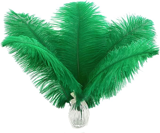 Ballinger Large Green Ostrich Feathers - 24pcs 12-14inch Long Feathers for Vase, Wedding Party Centerpieces Mardi Gras Decorations and Home Decor…
