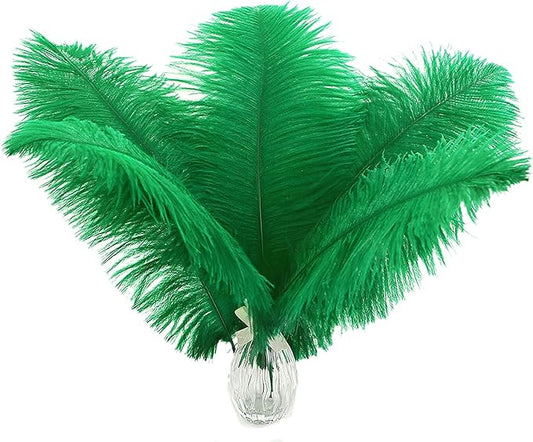Ballinger Large Green Ostrich Feathers - 24pcs 12-14inch Long Feathers for Vase, Wedding Party Centerpieces Mardi Gras Decorations and Home Decor…
