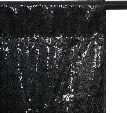 Eternal Beauty Black Thick Sequin Backdrop, 10x10 Ft Halloween Glitter Background Curtains for Shimmer Photography Party Wedding Birthday Back Drop Decor