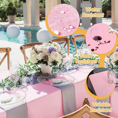 BRILLMAX 8 Pack Pink Tablecloths for 6 Foot Rectangle Tables 60 x 102 Inch - 6ft Rectangular Bulk Linen Polyester Fabric Washable Cloth Cover for Wedding Reception Banquet Birthday Party