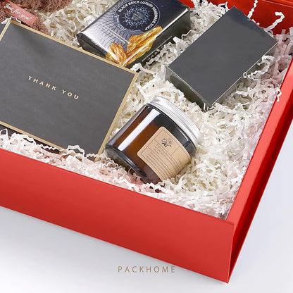 PACKHOME Large Gift Box 13.5x10x3.5 Inches, Sturdy Shirt Box with Magnetic Lid for Multiple Occasions (Glossy Red)