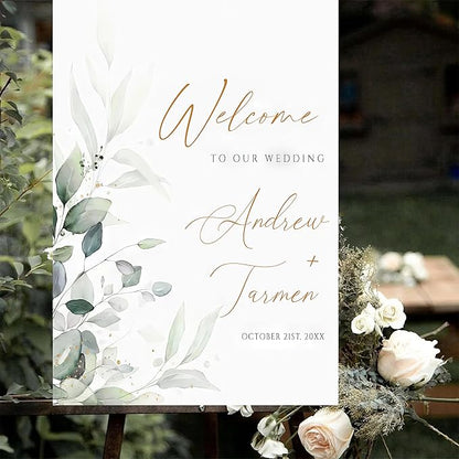 Generic Personalized Wedding Welcome Sign, 18x27 inches, Plastic, Modern Style, Landscape Orientation, Wedding Keepsake