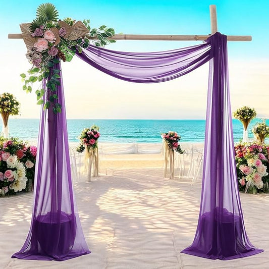 MDS Halloween Chiffon Draping Fabric - 1 Panel, 30" Wide x 75ft Long - Sheer Spooky Arbor & Canopy Drapery for Haunted House Backdrops, Party Ceilings, DIY Costumes & Themed Events - Cadbury Purple