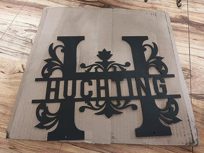 Personalized Metal Name Signs, Split Letter Monogram Wall Decor, Custom Last Name Sign, Family Name Sign for Outdoor, Personalized Wedding Gift, Garden Decor, Metal Wall Art, Housewarming Gift (MonogramDesign_4)