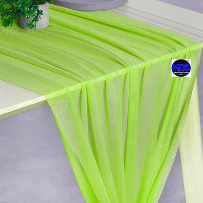 MDS Halloween Chiffon Table Runner - 25 Pack, 29 x 120 Inches, 10ft Each - Sheer Spooky Table Runners for Haunted House Parties, Trick-or-Treat Tables, Witchy Décor, Wedding & Events - Parrot Green