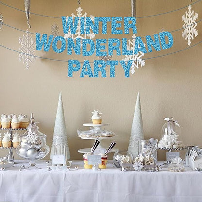 BEISHIDA 116 PCS Glitter Sky Blue DIY Letter Banner Kit Make Your Own Banner，Including 111 Letters and Numbers 3 Rope and 2 Threading Device,Customized for Birthday Graduation Wedding Party Decor