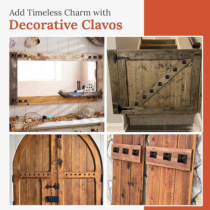 25 Pack 1" Square Head Iron Clavos Decorative Nails – Unfinished – Handmade Rustic Square Fasteners for Farmhouse Shutters, Faux Wood, Barn Doors, Shutters, and Gates – Ornamental Wood Accent