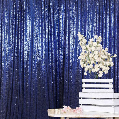 ShiDianYi Navy Blue Backdrop Curtains 2 Panels 4Ftx10Ft Sequin Backdrops for Birthday,Wedding,Studio Decor, Seamless, Navy Photograph Background