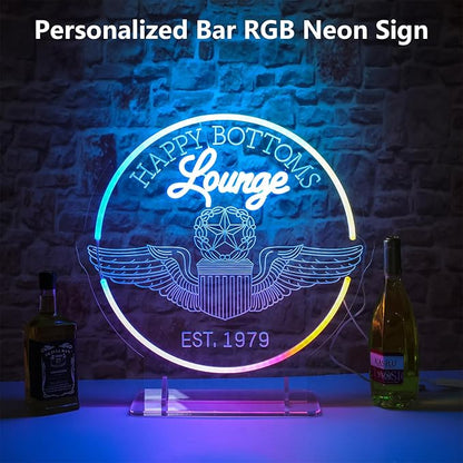 Custom Lounge Neon Sign for Home Bar Wall Decor, Personalized LED Neon Bar Name Signs for Men Dad Gifts, Dimmable Customizable Light Up Signs for Man Cave Lounge Basement Bar Tavern Bistro Business