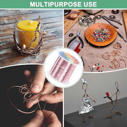 0.3mm Jewelry Wire, 28 Gauge 328FT Craft Wire Copper Beading Wire for Jewelry Making/Planting/Weaving/DIY Crafting, Soft Metal Wires [100M, Rose Golden]