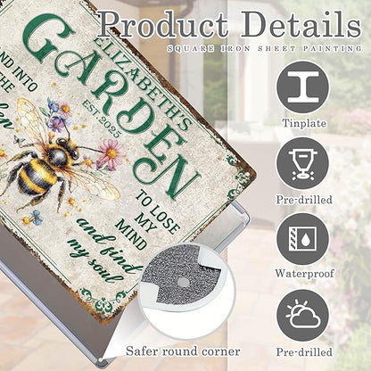 Custom Sign, Personalized Metal Signs, Customize for Office, Business, Workplace, Office, Home, Delivery Signs, Metal Sign With Your Own Image, Text,Photo, Pets, Kids Art Made in USA (Garden 01)