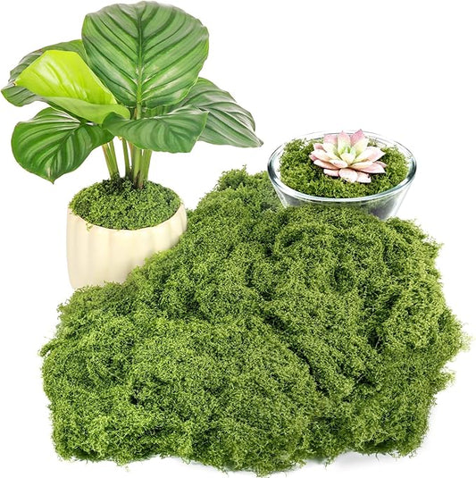 Fake Green Moss for Plants Indoor, 5.3OZ Artificial Moss for Potted Plants Decor, DIY Decorative Moss for Crafts Fairy Garden Floral Wedding Model Making Glass Containers Home (150g)