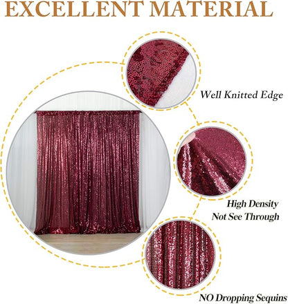ShinyBeauty Burgundy Sequin Sparkling Backdrop 10x10FT | Photographic Glitter Fabric Backdrop for Wedding Birthday Baby Shower,Party Decor