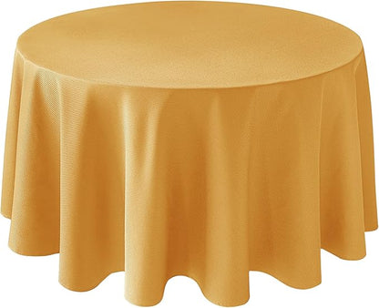 Biscaynebay Fall Tablecloth Textured Fabric Round Tablecloths 70", Fall Gold Thanksgiving Autumn Harvest Water Resistant Fabric Tablecloths for Kitchen, Dining, Wedding, Parties Machine Washable