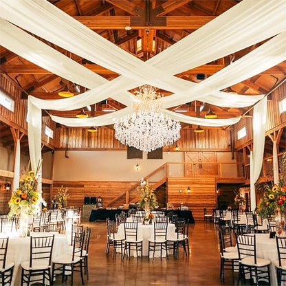 Ivory Ceiling Drapes for Wedding - 5ftx30ft Drapes for Wedding Arch - Sheer Cheesecloth Fabric - Romantic Decorations for Party Banquet Ceremony Stage