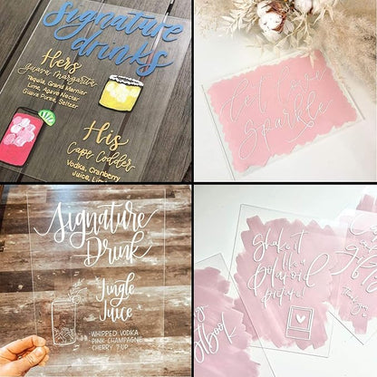 10 Pack 8x10 Inch Clear Acrylic Sign Blank, DIY Blank Clear 8x10 Acrylic Sheet 1/8 inch Thick for Wedding Reception Sign Party Events, Wood Stand NOT Included