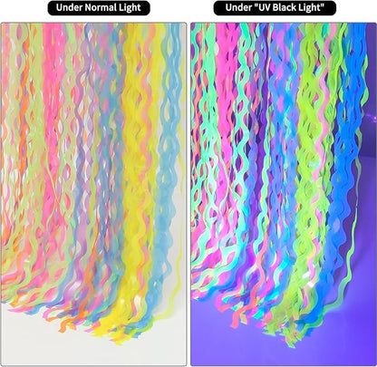 4 Pack Colorful Foil Fringe Curtain Backdrop - 3.3 x 6.6ft Wavy Rainbow Tinsel Backdrop Curtain Metallic Streamers Holiday Photo Booth Party Decorations