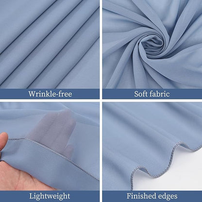 6 Panels Dusty Blue Wedding Drapes 5ftx10ft Chiffon Fabric Arch Draping Sheer Curtains Soft Drapery Wedding Ceiling Decorations for Party Ceremony Stage Swag