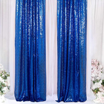 ShinyBeauty Royal Blue Sequin Curtains 2FTx8FT - 4 Panels Sparkly Backdrop for Photo Shoots, Baby Showers, Parties & Events - Elegant & Durable Glitter Background