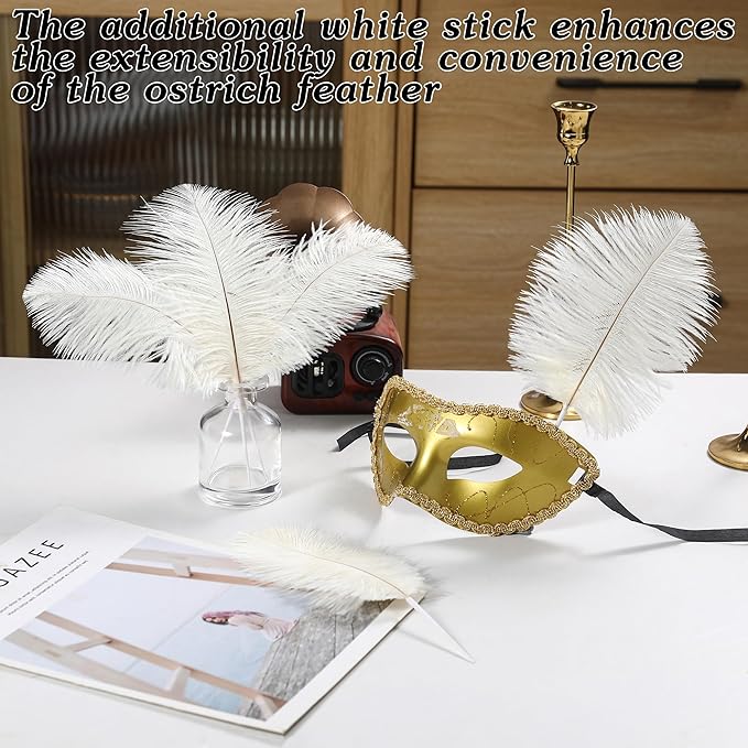 SOGUGOM White Craft Ostrich Feathers - 30PCS 6-8 Small Ostrich Feathers Kit for Kindergarten Crafts, Dream Catchers and Hats(Off White)