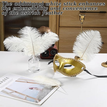 SOGUGOM White Craft Ostrich Feathers - 30PCS 6-8 Small Ostrich Feathers Kit for Kindergarten Crafts, Dream Catchers and Hats(Off White)