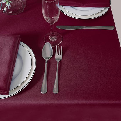 Cupuamon Square Tablecloth 90x90 inch Washable Polyester Fabric Table Cloth for Wedding Party Dining Banquet Decoration（90x90,Burgundy）