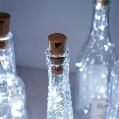 Wine Bottle Lights with Cork, Battery Operated 20 LED Cork Shape Silver Wire Colorful Fairy Mini String Lights(No Bottles) for DIY, Party, Decor, Christmas, Halloween,Wedding (6, Cool White)