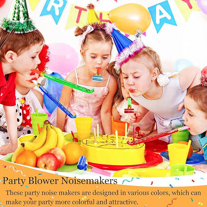 12 Pcs Party Blower Colorful Blowouts Noisemakers Birthday Blowouts Whistles for Party Favors(Colorful Metallic Roll)