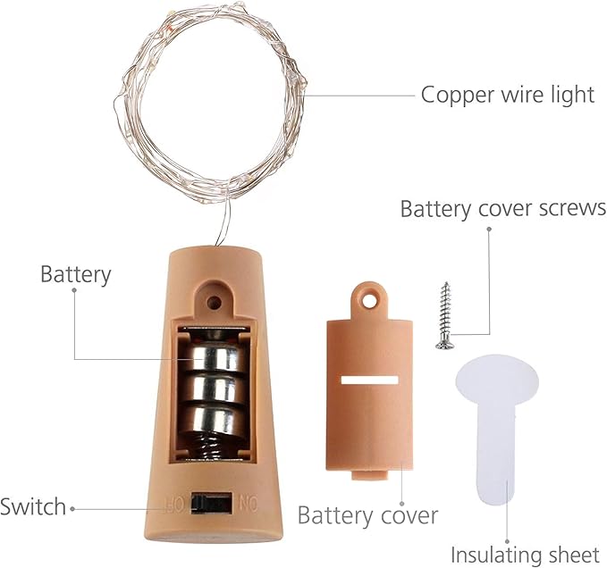 10 Pack Bottle Cork Lights 10 LED Wine Bottle Battery Powered Lights Copper Wire Fairy String Light for Christmas Halloween Wedding Birthday Party DIY Home Decor (10 Colors)