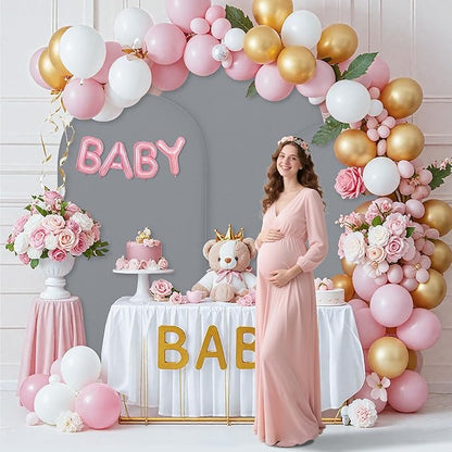 7.2FT Wedding Arch Covers Arch Backdrop Cover Arch Stand Covers Set Arch Cover Spandex Fabric Stretchy Backdrop for Wedding Birthday Party Decoration Baby Shower (Smoky Grey)