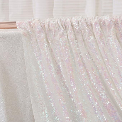 Poise3EHome 8FT x 8FT Iridescent Sequin Photography Backdrop Curtain for Party Decoration, Iridescent