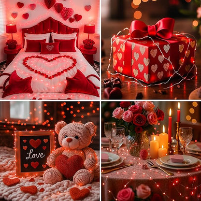 12 Pack Fairy Lights Battery Operated - 7ft 20 Led Twinkle Lights 3 Modes, Bulk Mini String Lights Waterproof for Mason Jars Vases DIY Party Wedding Decoration Christmas - Red