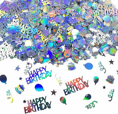 Iridescent Happy Birthday Confetti, Birthday Party Confetti Metallic Foil Sprinkles Confetti Decorations for Kids Adult Party Baby Shower Decor, DIY Arts and Crafting