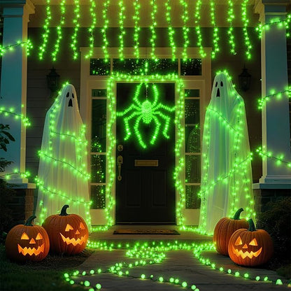 TingMiao Halloween Green Fairy Lights Battery Operate,7.2ft 20 LEDs String Lights Silver Copper Wire for Hallowen Christmas DIY Decoration Wedding Party (6 Pack)