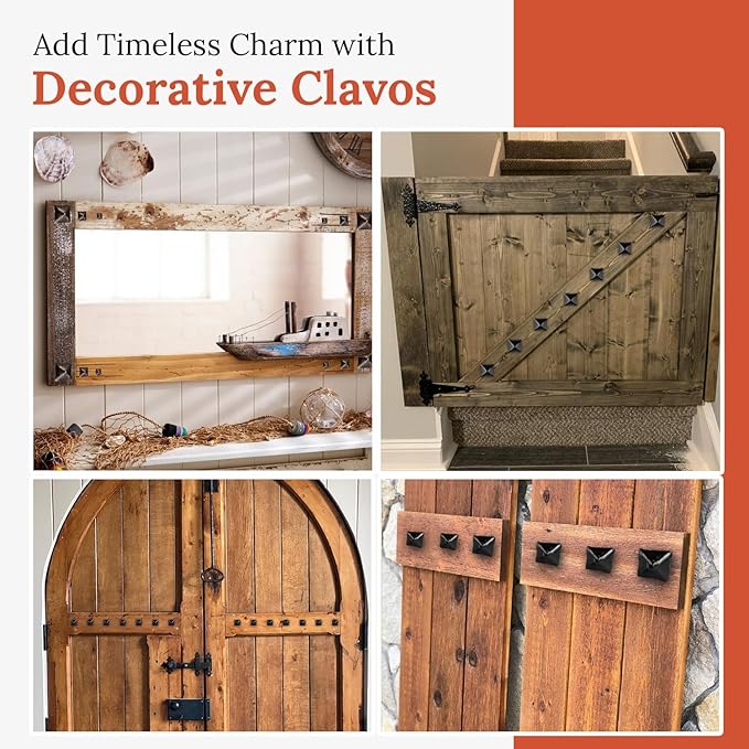 10 Pack 0.75" Square Head Iron Clavos Decorative Nails – Black – Handmade Rustic Square Fasteners for Farmhouse Shutters, Faux Wood Beams, Barn Doors, Shutters, and Gates – Ornamental Wood Accent