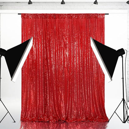 Eternal Beauty Red Sequin Backdrop, 20x10 Ft Glitter Background Curtains for Christmas Shimmer Photography Party Wedding Birthday Back Drop Decor